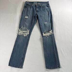 Free World Messenger Skinny Jeans Womens 12 Distressed Y2K Grunge Wash